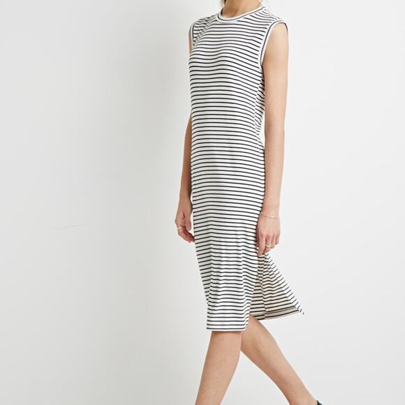 Forever 21 Dress Sleeveless Mock Neck Striped - Picture 2 of 9